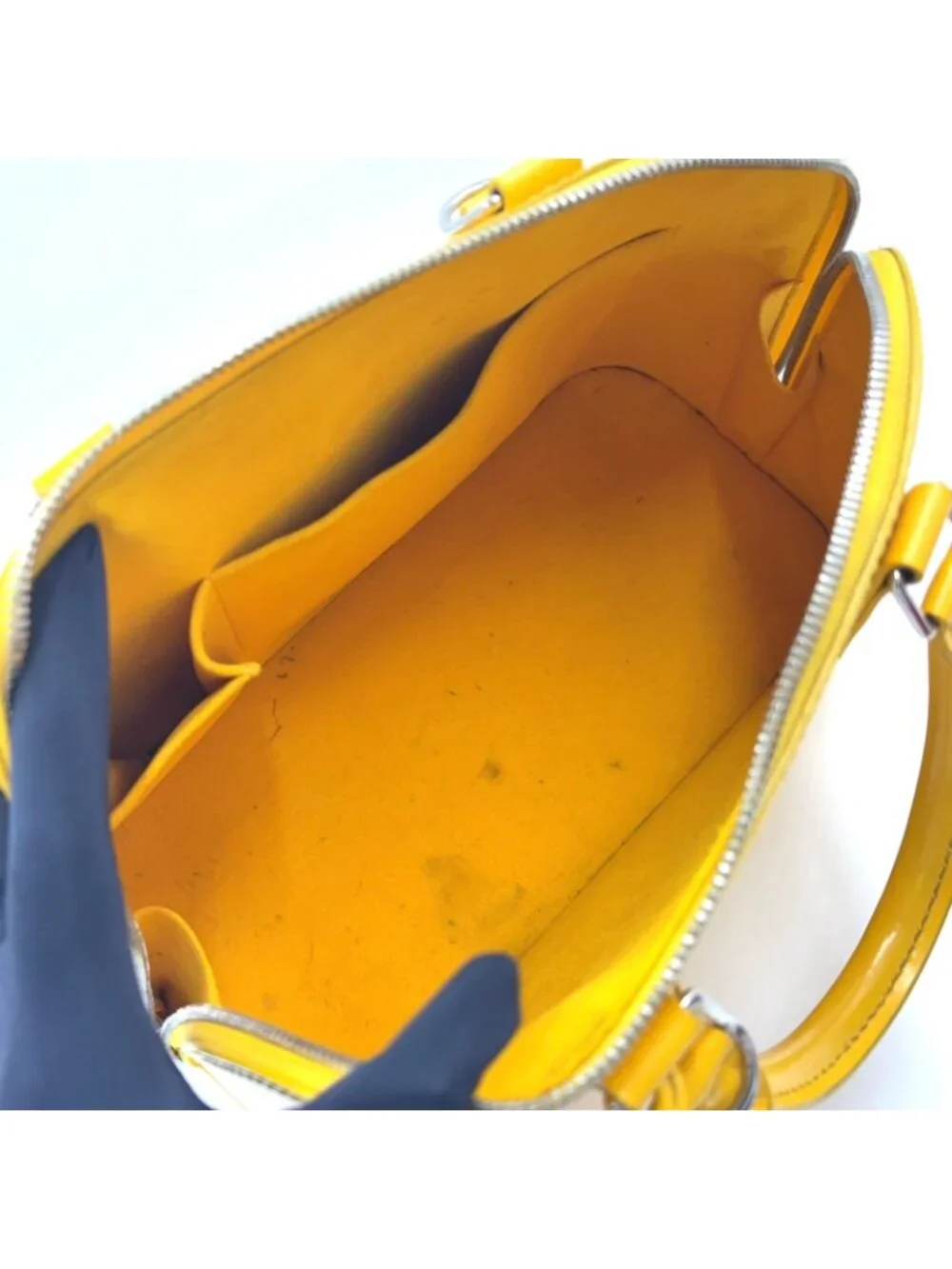 Louis Vuitton Alma PM Epi Citron Leather Yellow Handbag Silver